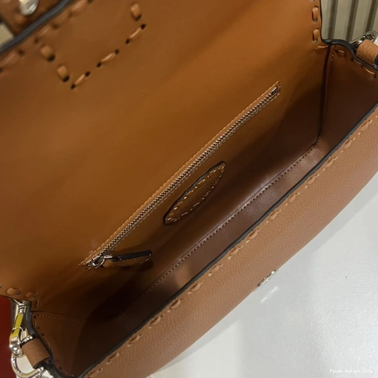 Cheap Romano Baguette Fendi Selleria In Brown Cuoio Leather Medium Bag 0730